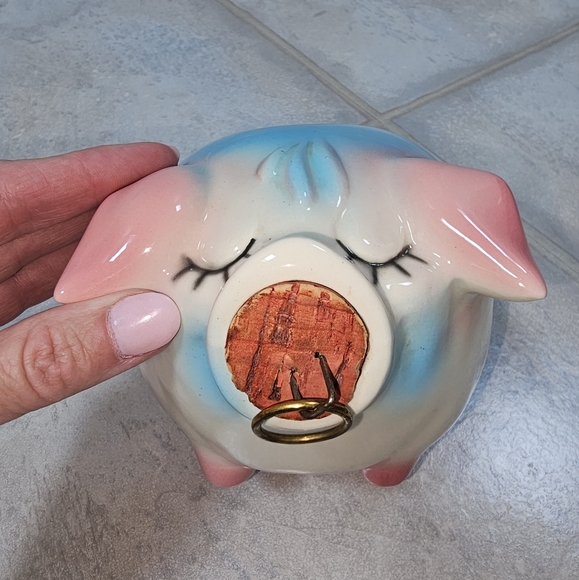 1957 Vintage Hull Corky Piggy Bank With Cork Snout EUC Mint Rare MCM Pottery